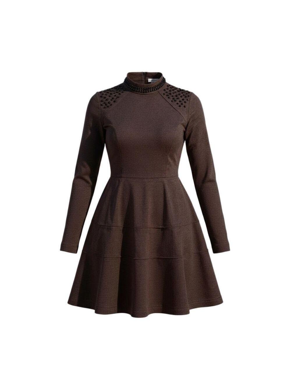 N By Nancy Beaded Long Sleeve Gray A Line Dress sz Small